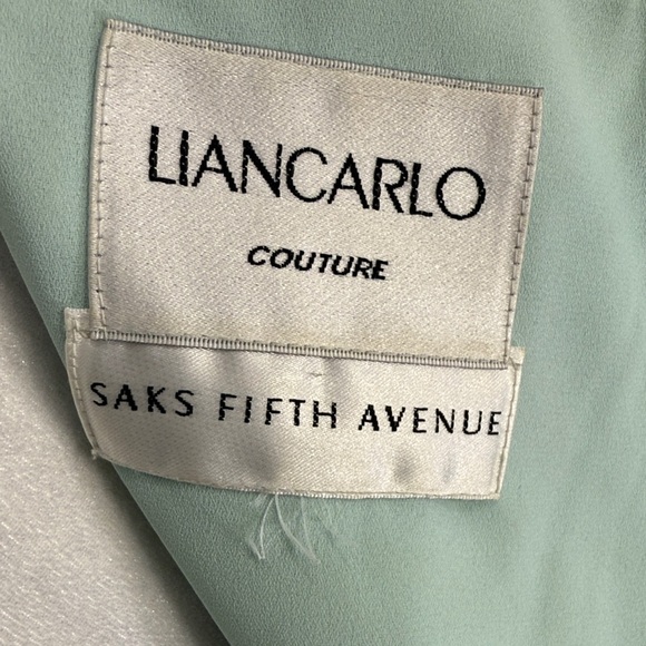 Liancarlo Couture Vintage Teal Silver Lace Overlay Sheath Dress Sz 52 / US 16-18 - Picture 7 of 11